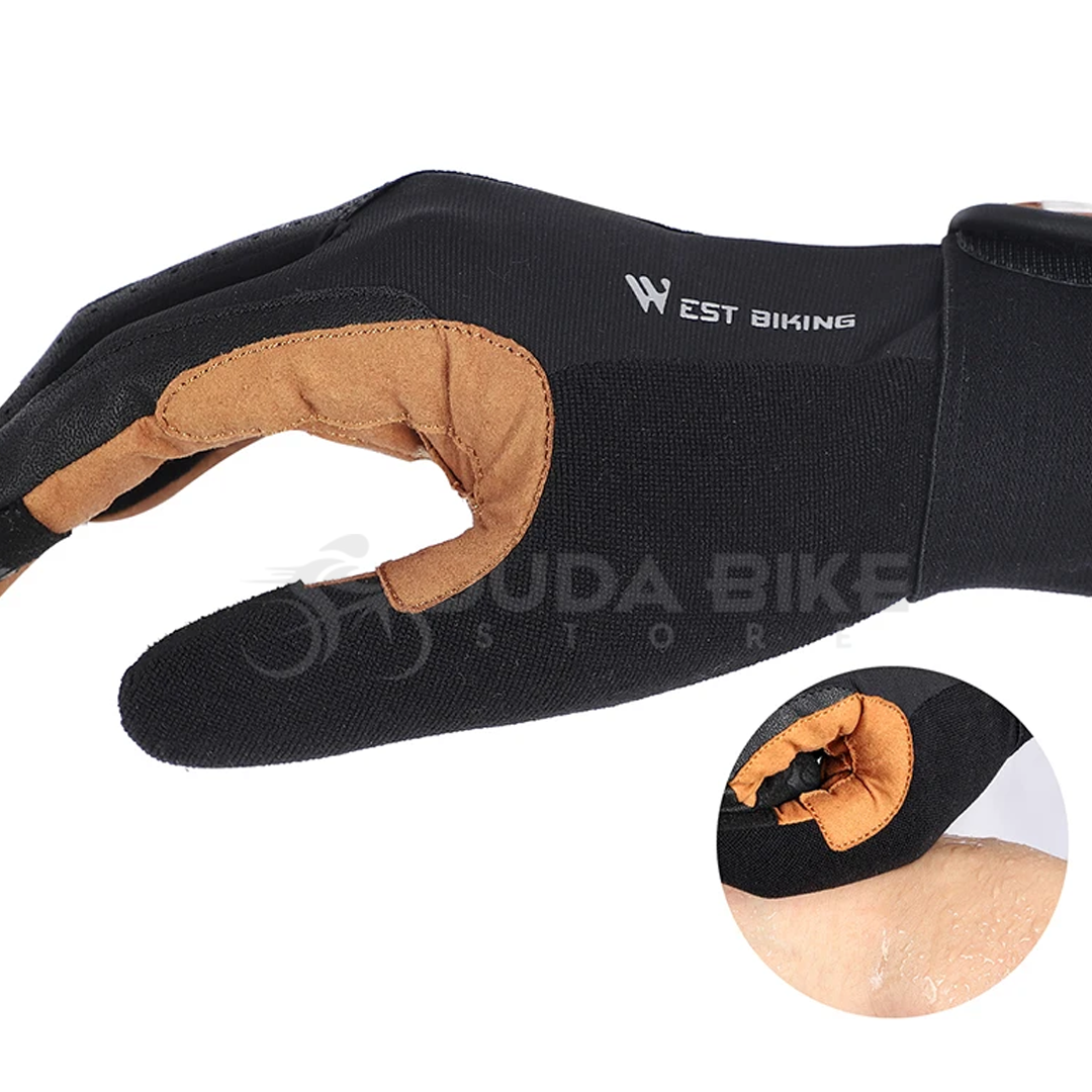Luva Couro Ecológico West Biking | + BRINDE EXCLUSIVO