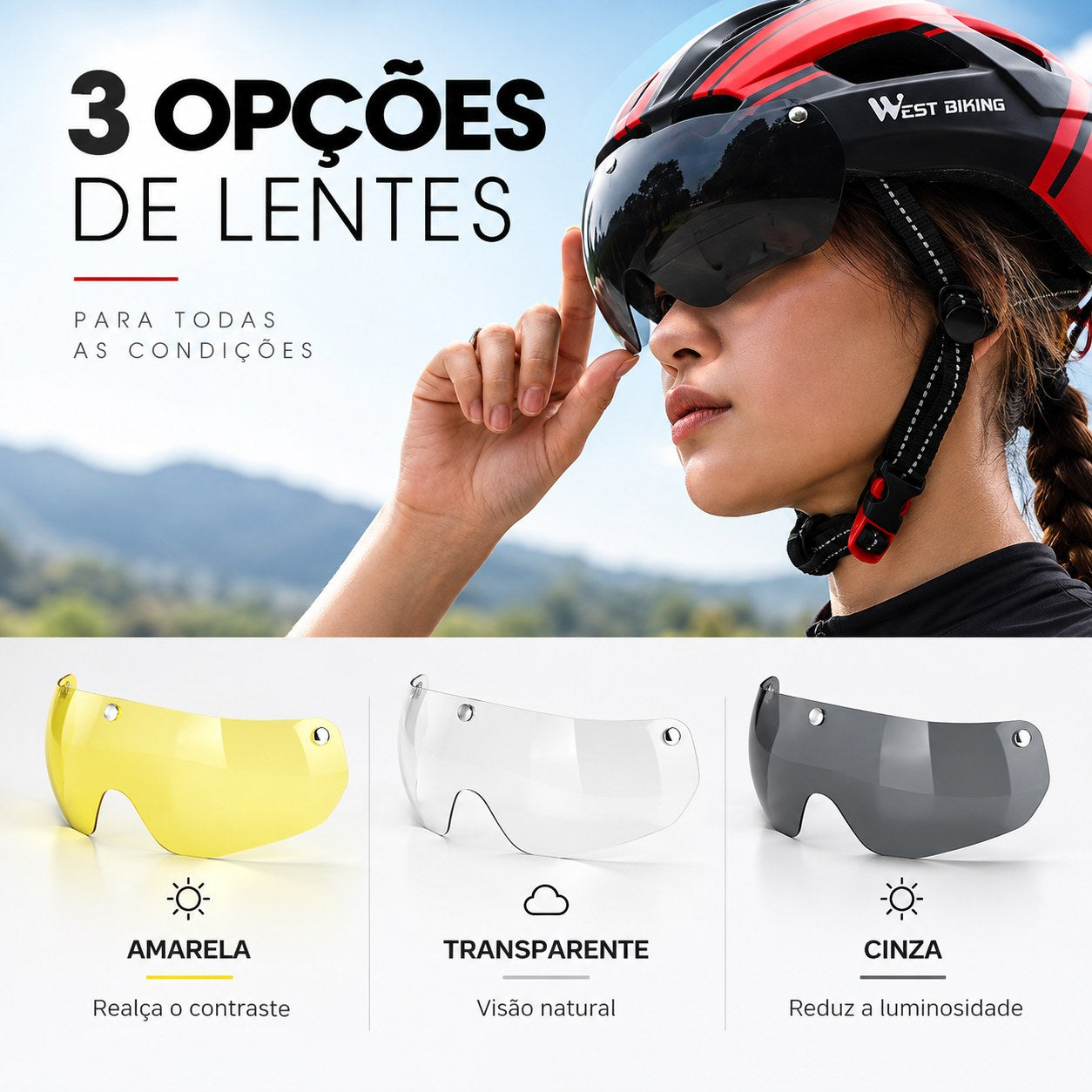 1. A lente encaixa por ímã