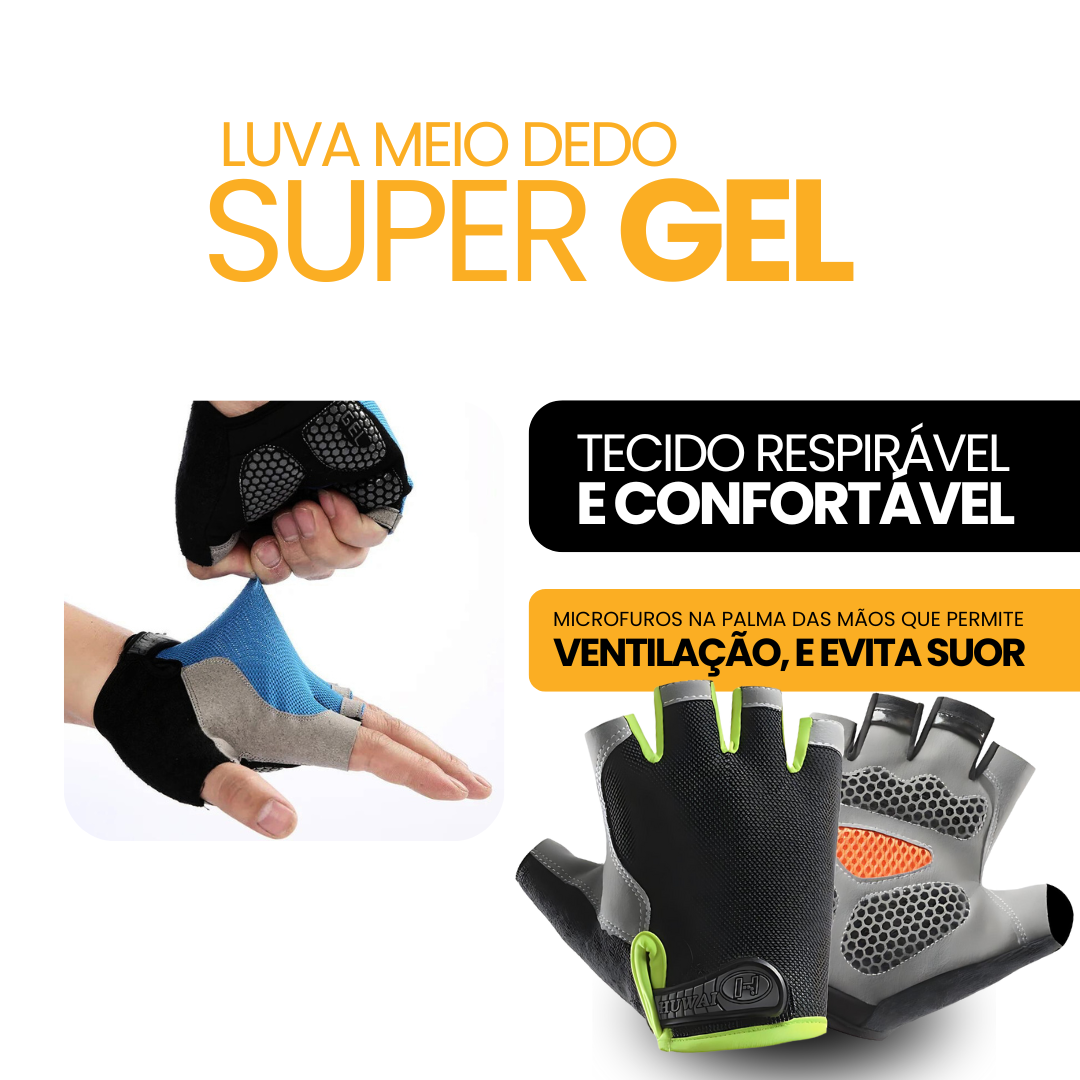 Luva Meio Dedo SuperGel | COMPRE 1 LEVE 2 + BRINDE EXCLUSIVO