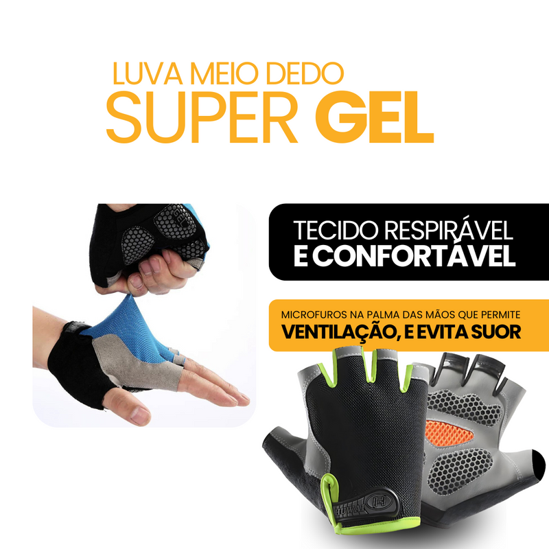 Luva Meio Dedo SuperGel | COMPRE 1 LEVE 2