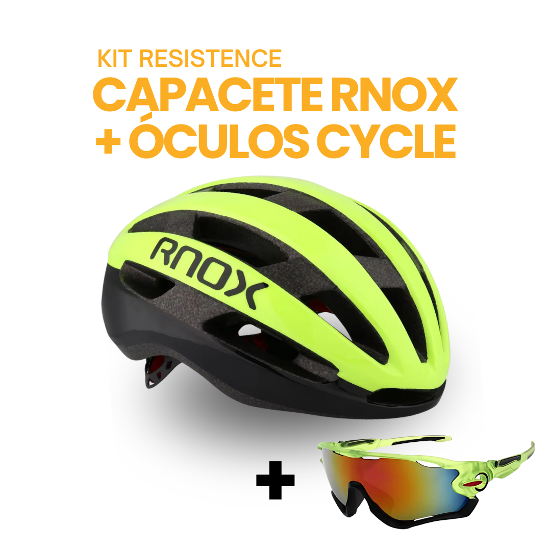 Kit Resistence™ - Capacete RNOX + Óculos Cycle | ESQUENTA BLACK