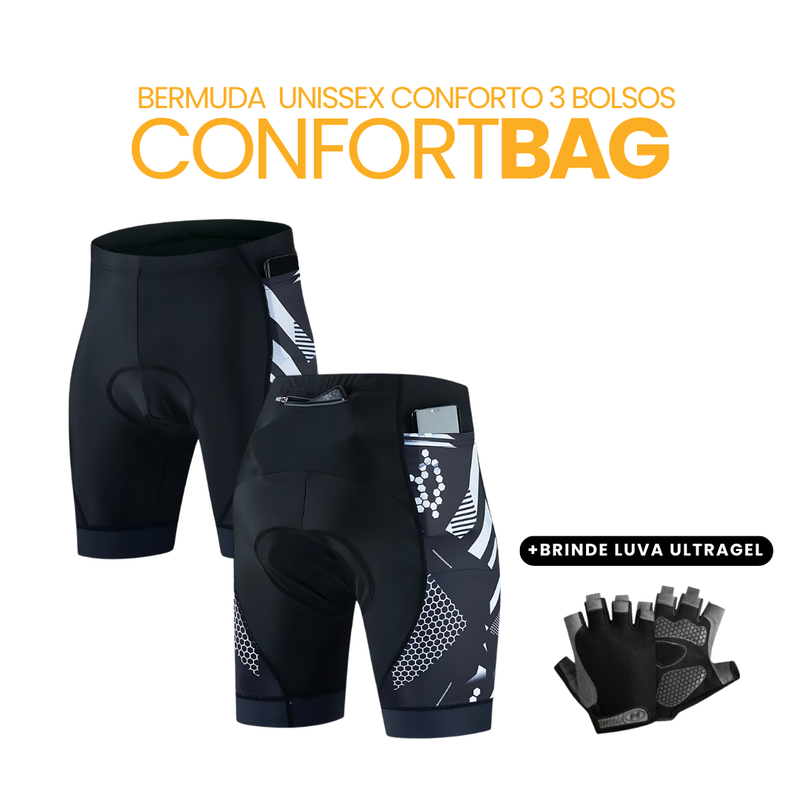 Bermuda Unissex 3 Bolsos ComfortBag + BRINDE LUVA SUPERGEL