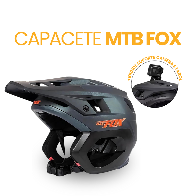 Capacete MTB Fox | BRINDE SUPORTE CAMERA E FAROL