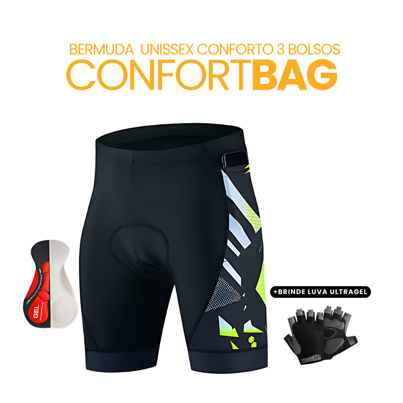 Bermuda Unissex 3 Bolsos ComfortBag + BRINDE LUVA SUPERGEL