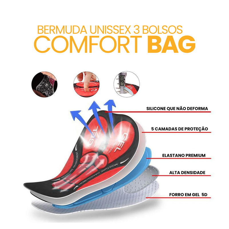 Bermuda Unissex 3 Bolsos ComfortBag™