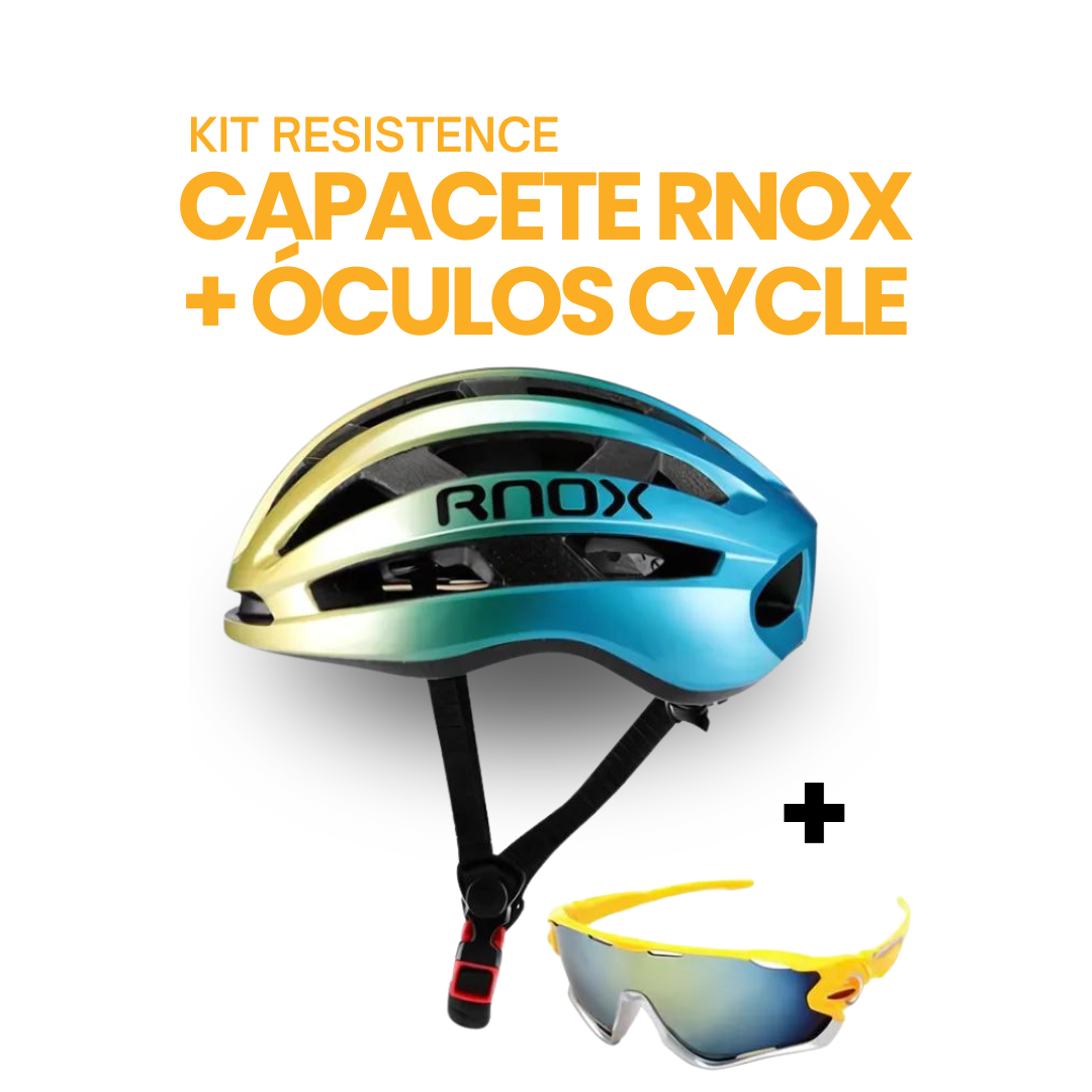 Kit Resistence™ - Capacete RNOX + Óculos Cycle | ESQUENTA BLACK