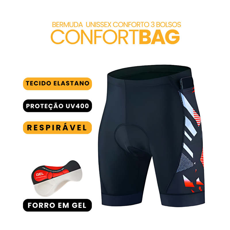 Bermuda Unissex 3 Bolsos ComfortBag + BRINDE LUVA SUPERGEL