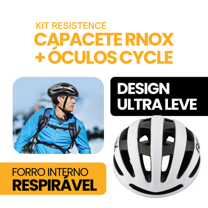 Kit Resistence™ - Capacete RNOX + Óculos Cycle | ESQUENTA BLACK