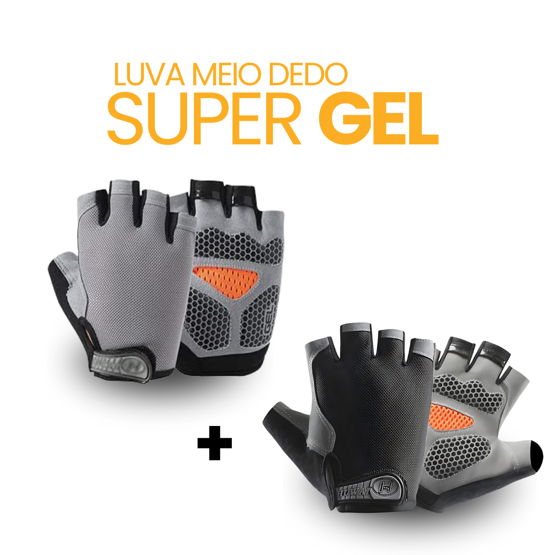 Luva Meio Dedo SuperGel | COMPRE 1 LEVE 2 + BRINDE EXCLUSIVO