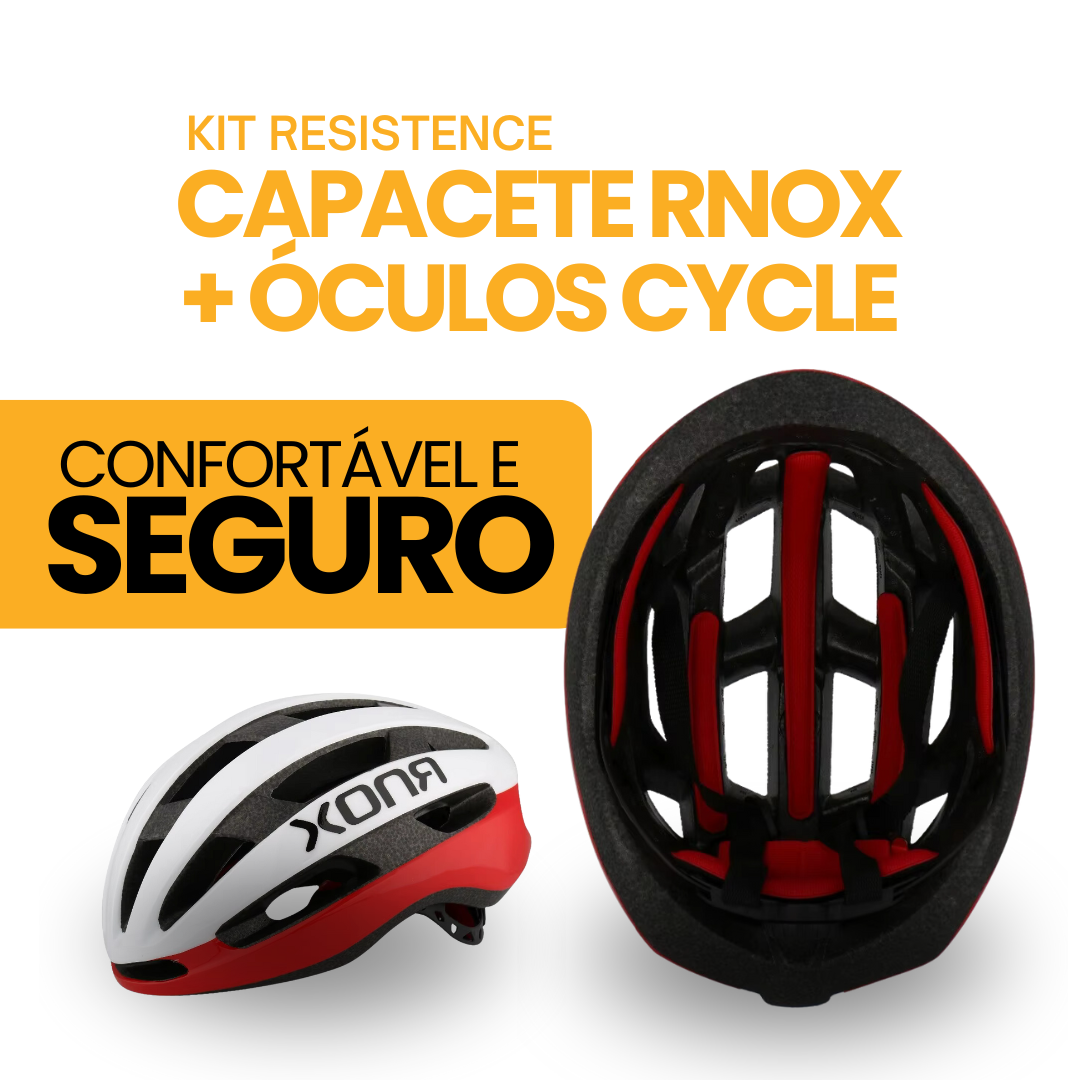 Kit Resistence™ - Capacete RNOX + Óculos Cycle | ESQUENTA BLACK