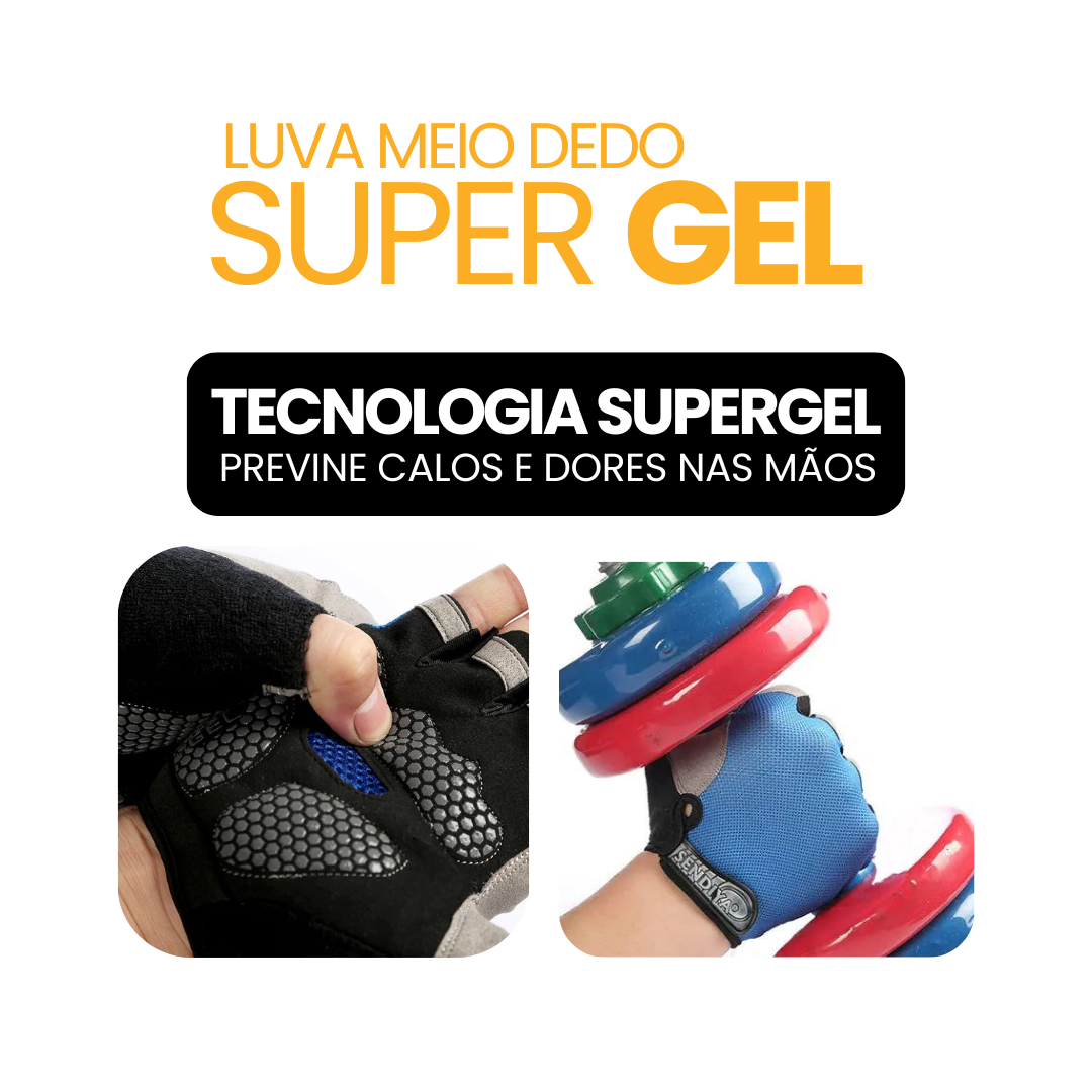 Luva Meio Dedo SuperGel | COMPRE 1 LEVE 2 + BRINDE EXCLUSIVO