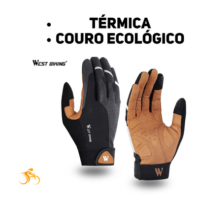 Luva Couro Ecológico West Biking | + BRINDE EXCLUSIVO