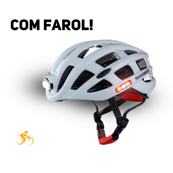 Capacete com Farol e Sinalizador Rockbros