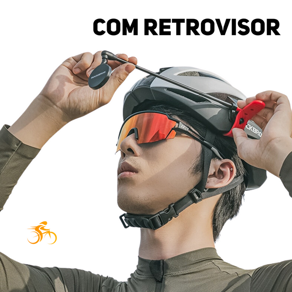 Capacete com Retrovisor Rockbros