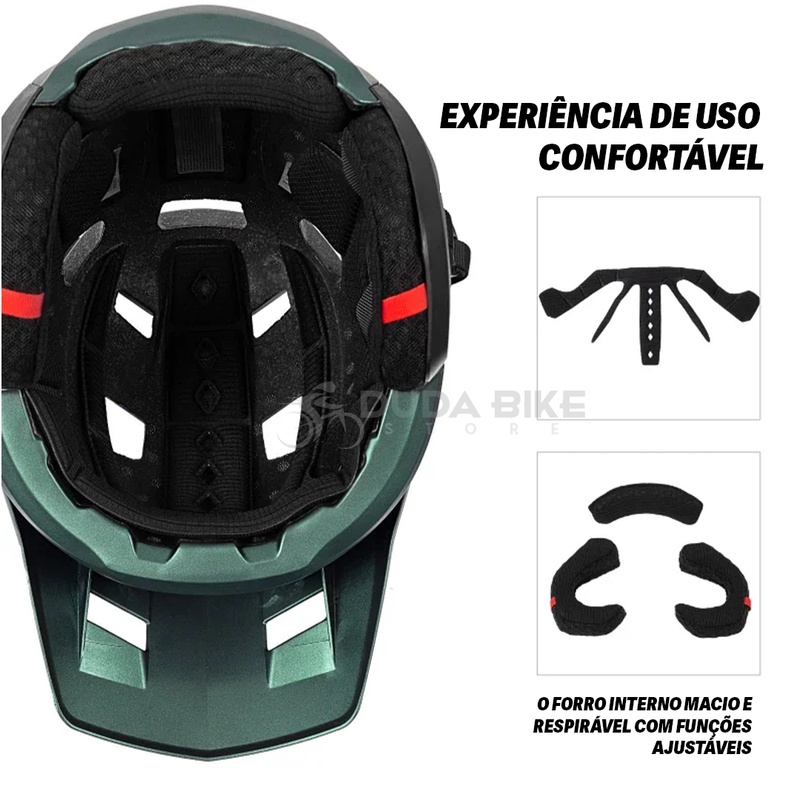 Capacete MTB Fox | BRINDE SUPORTE CAMERA E FAROL