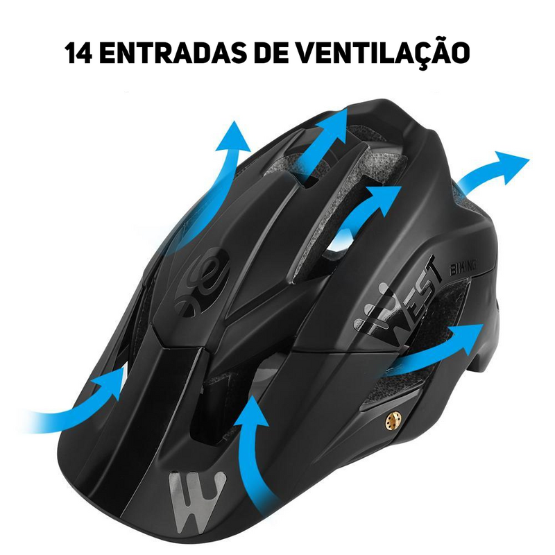 Capacete Respirável Ultraleve 56-62cm West Biking