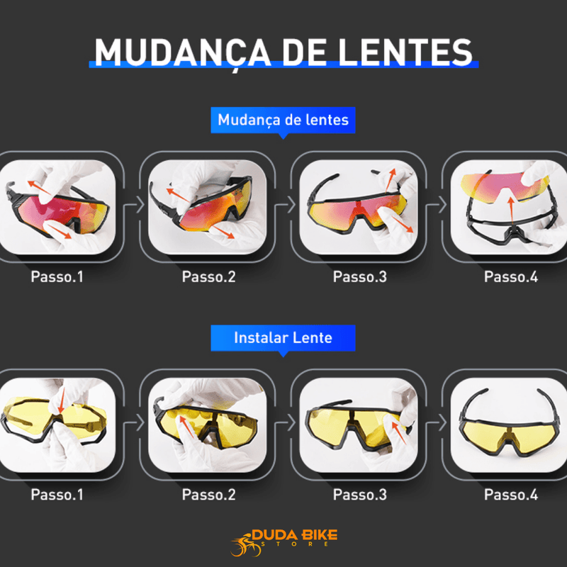 Kit Óculos Polarizado Cycle 4 Lentes™ - Duda Bike Store