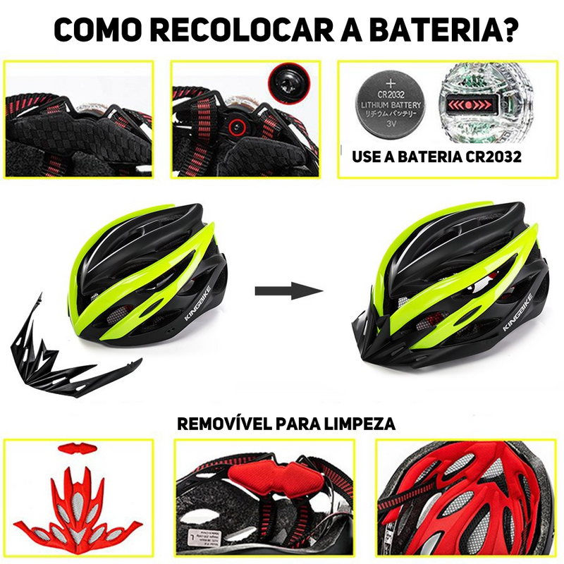 Capacete com Sinalizador KingBike